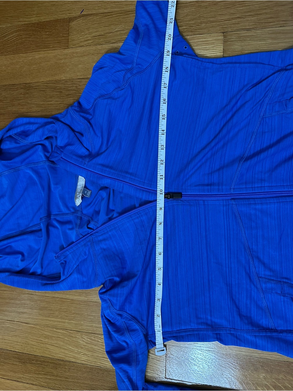 Athleta Bright Blue Hooded Zip Up Jacket Size Medium - Picture 3 of 4